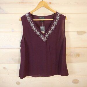NWT Lane Bryant Womens Size 14 / 16 Sleeveless V-neck 100% Silk Blouse Sheer Top